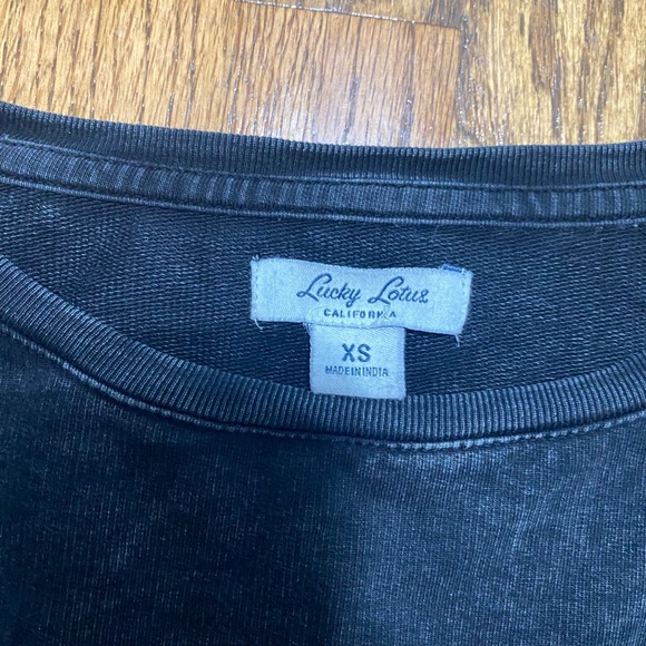 Lucky Lotus, faded black long sleeve top, with floral cut outs, size XS - Picture 2 of 2